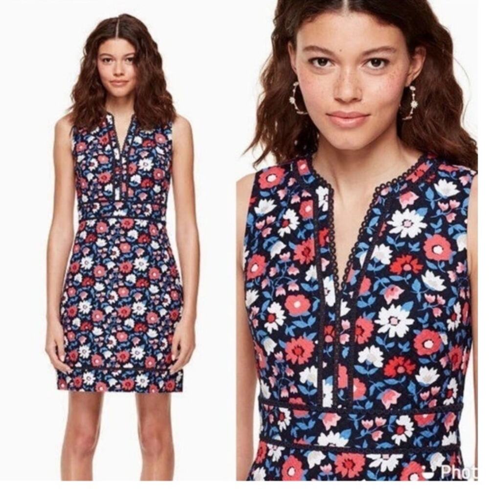 Kate Spade Womens 0 New York Shore Thing Daisy Jacquard Sheath Dress Party